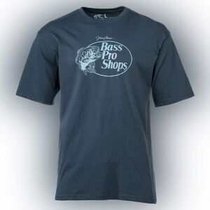 Bass Pro Shops T-Shirt Adult Large Navy Blue Cotton light blue print